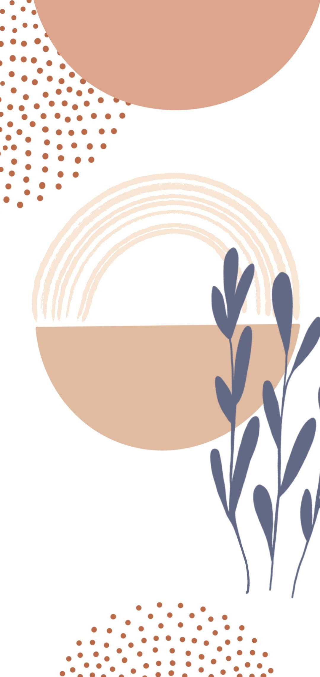 aesthetic boho, peach circles, beige circles, Full HD Phone Wallpaper