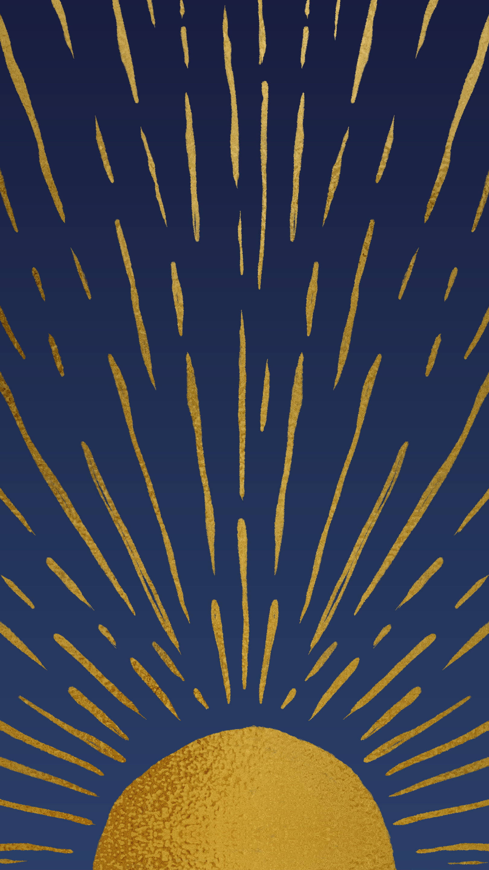 aesthetic boho, golden sunburst, deep navy blue, 2K Phone Wallpaper