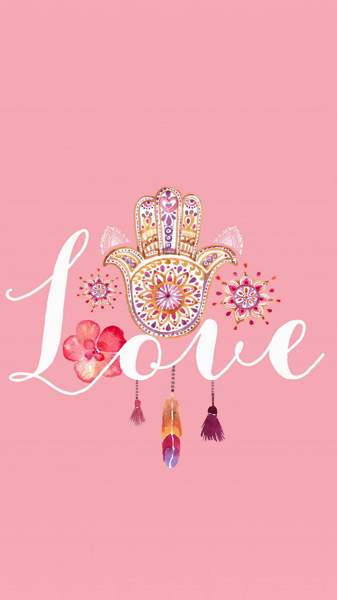 Aesthetic Boho, pink, hamsa hand, Full HD Phone Wallpaper