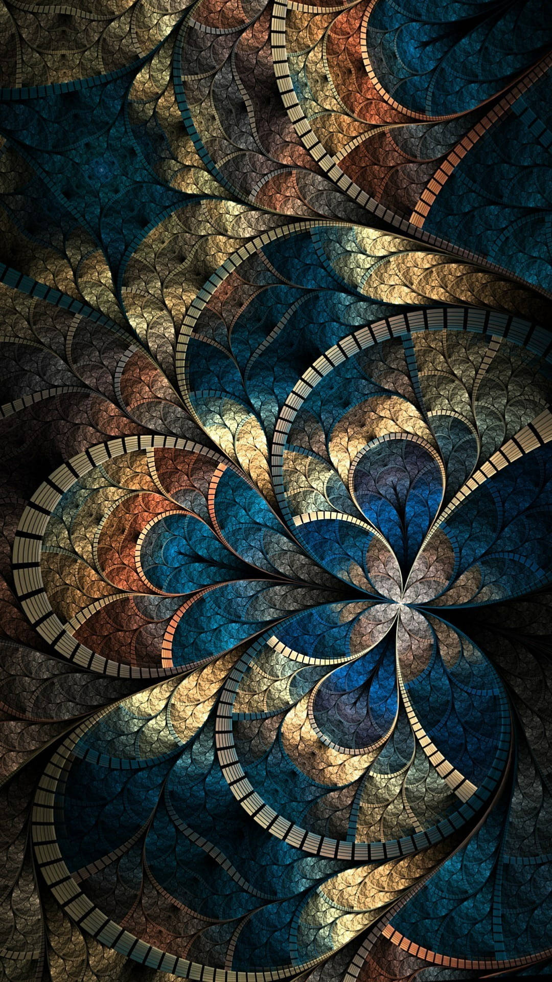 Aesthetic Boho, dark mandala, blue gold, Full HD Phone Wallpaper