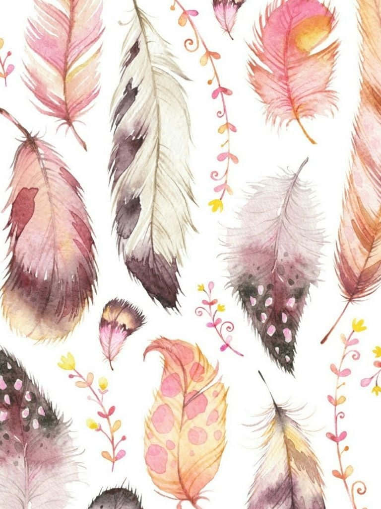 Boho Chic Pastel Dreamcatcher Wall Art, pink peach, mauve, SD Phone Wallpaper