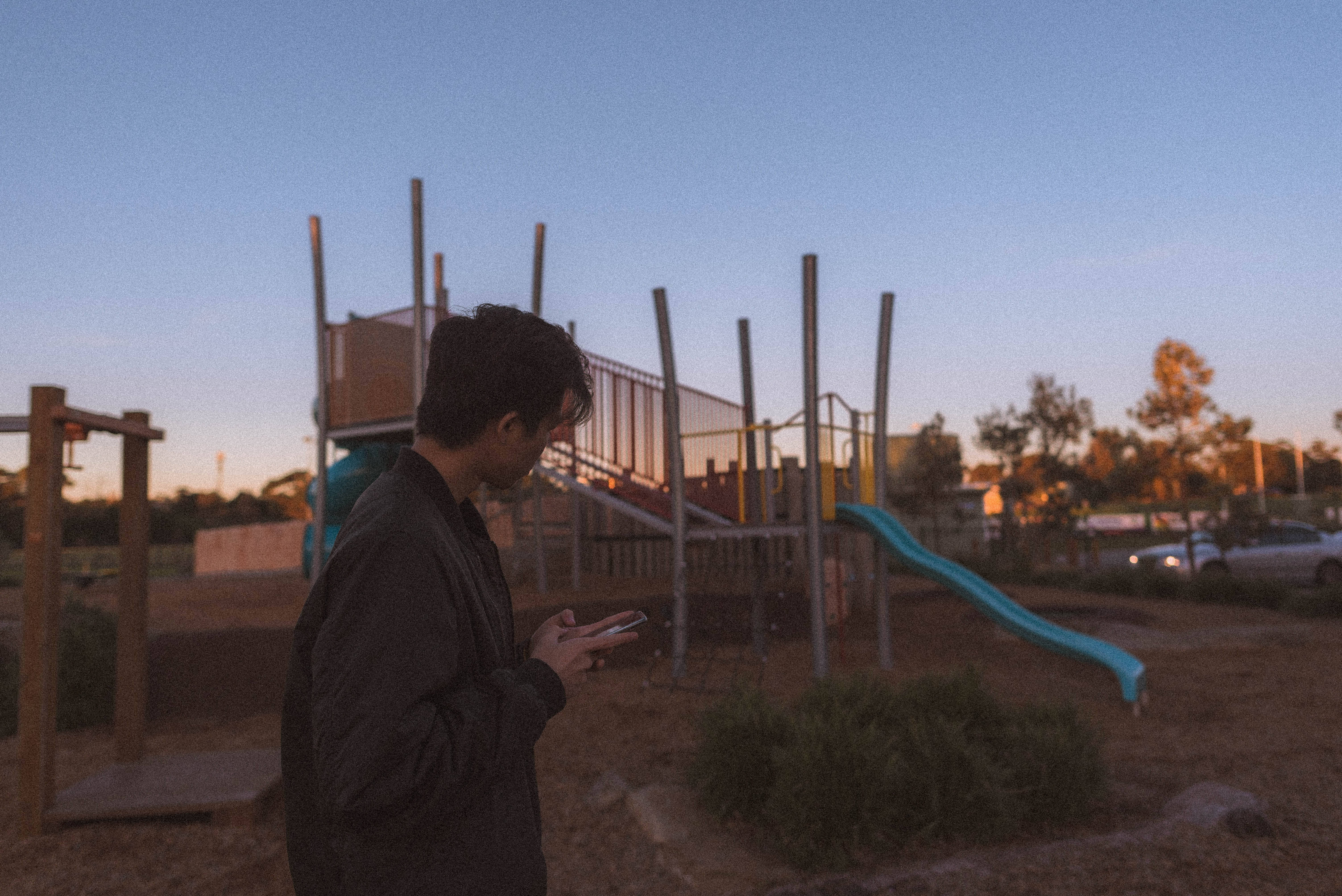 aesthetic boy, playground, dusk, 5K Desktop Wallpaper