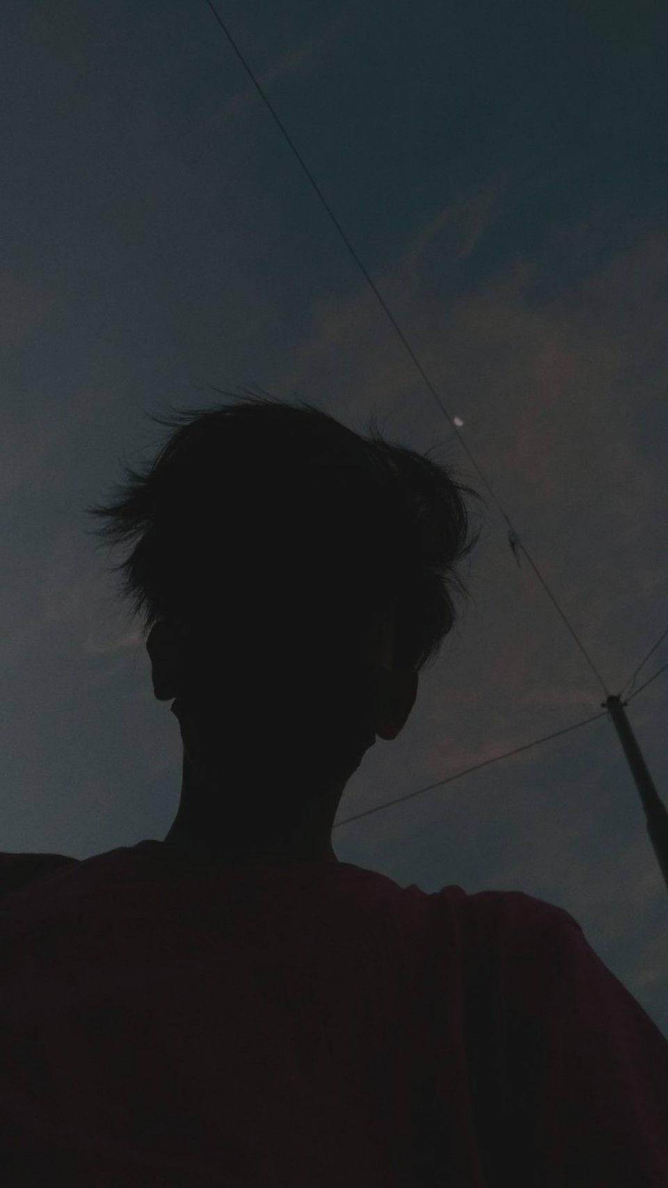 silhouette, boy, twilight sky, HD Phone Wallpaper