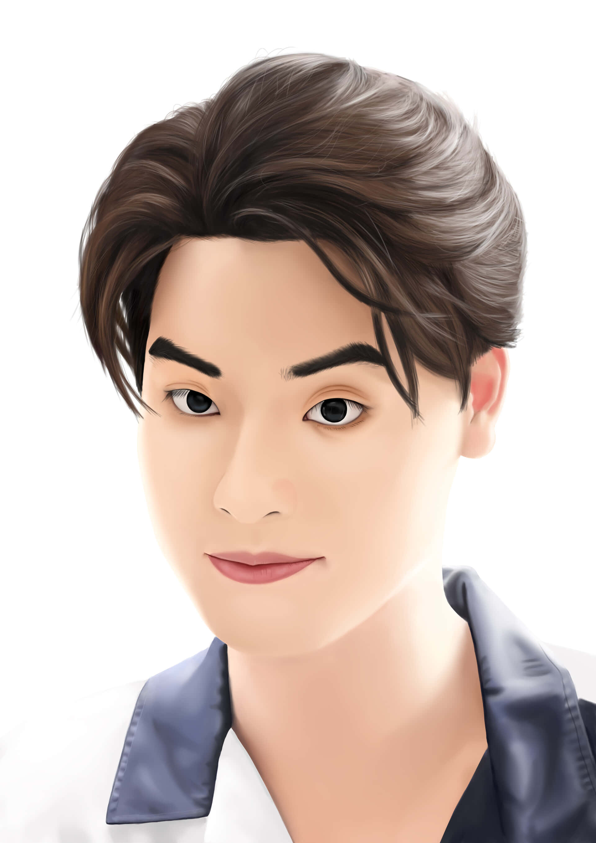 handsome boy, cartoon realistic digital painting, styled brown hair, 2K Phone Wallpaper