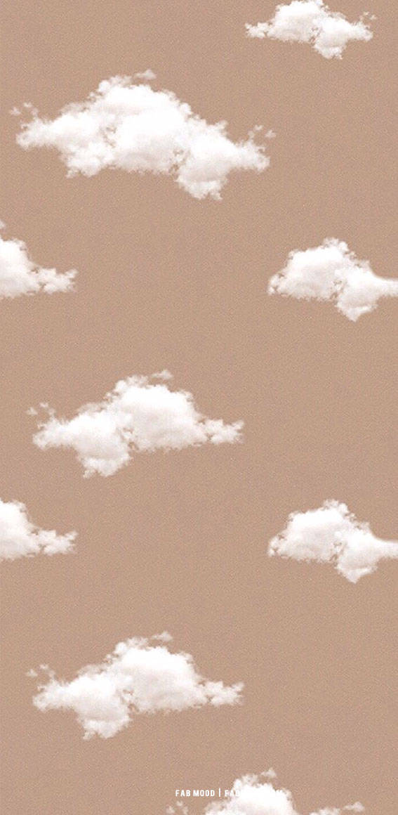 Aesthetic Brown, muted beige sky, soft white clouds, SD Phone Wallpaper