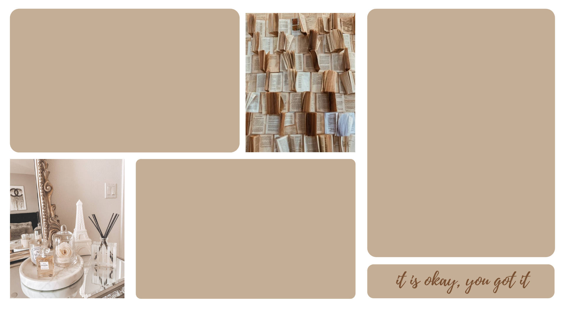 Aesthetic Brown, beige-toned, mirrored vanity, Full HD Desktop Wallpaper