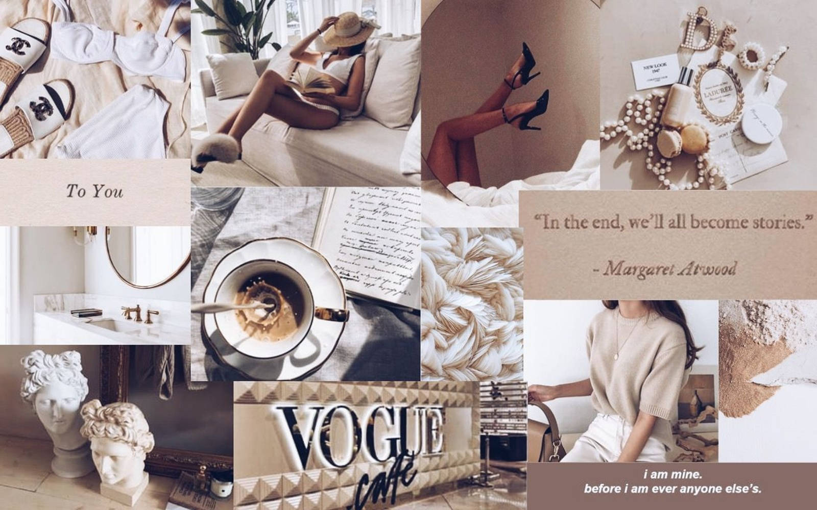 Classy Brown Aesthetic Collage Laptop, beige, cream, HD Desktop Wallpaper