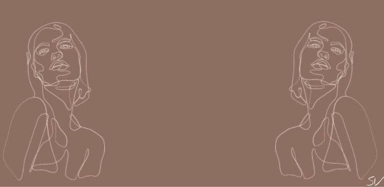 brown aesthetic girl figures, laptop, minimalist line-art portraits, SD Desktop Wallpaper