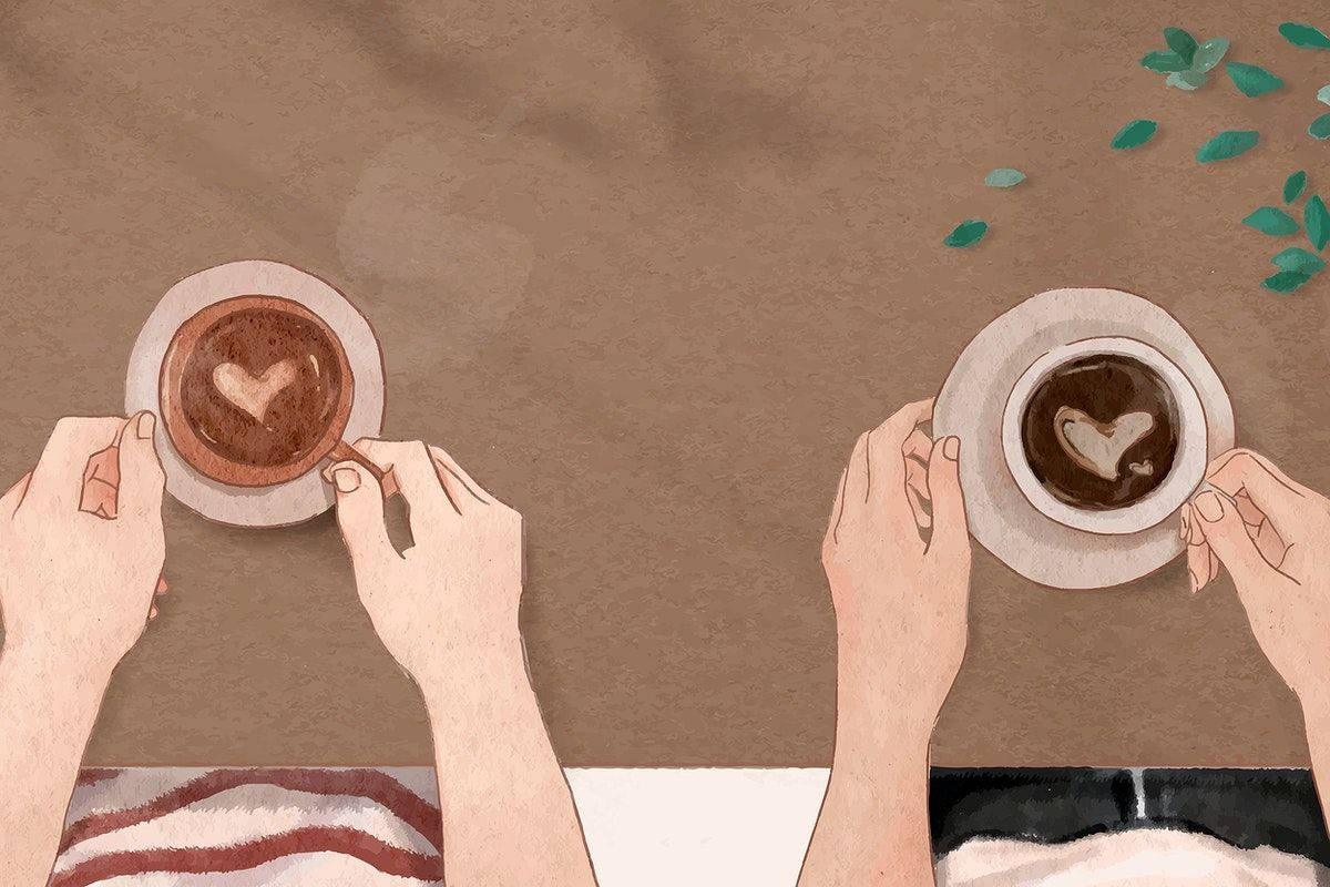 brown aesthetic coffee date laptop, heart latte art, brown table, SD Desktop Wallpaper