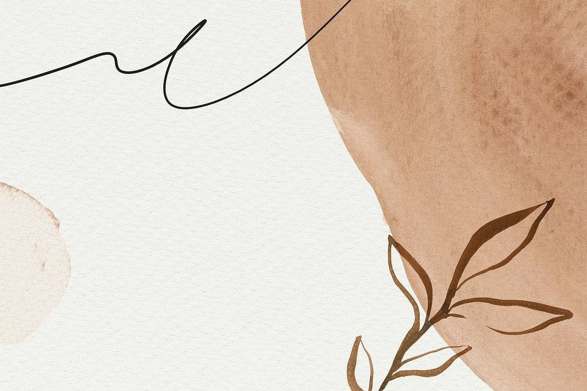 brown aesthetic, watercolor paint, laptop, SD Desktop Wallpaper
