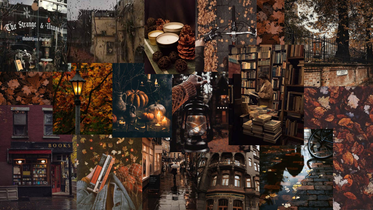 brown aesthetic, dark mood board, autumn collage, HD Desktop Wallpaper