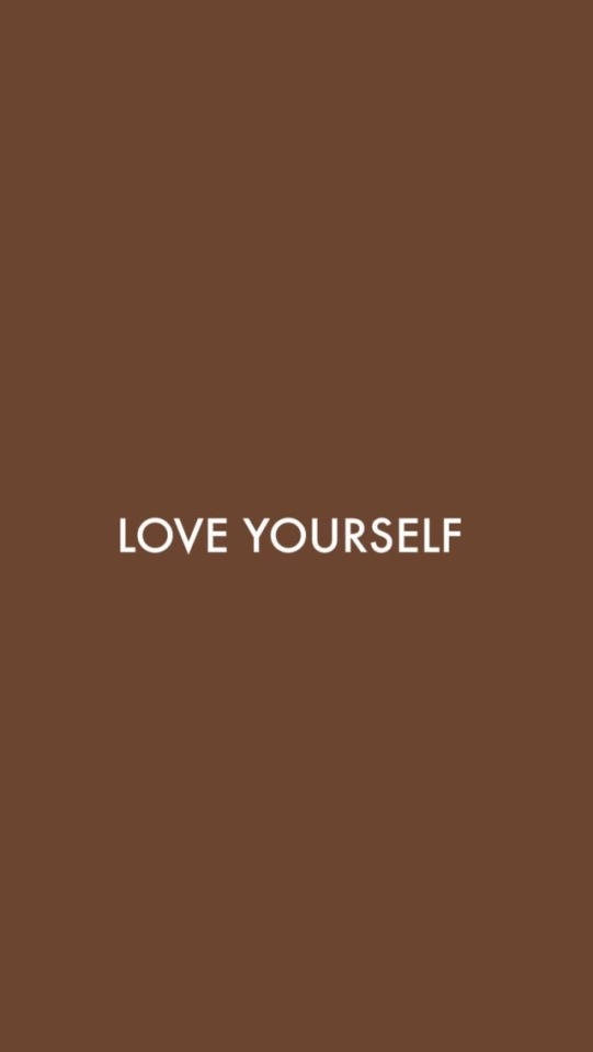 Aesthetic Brown, love yourself, bold white text, SD Phone Wallpaper