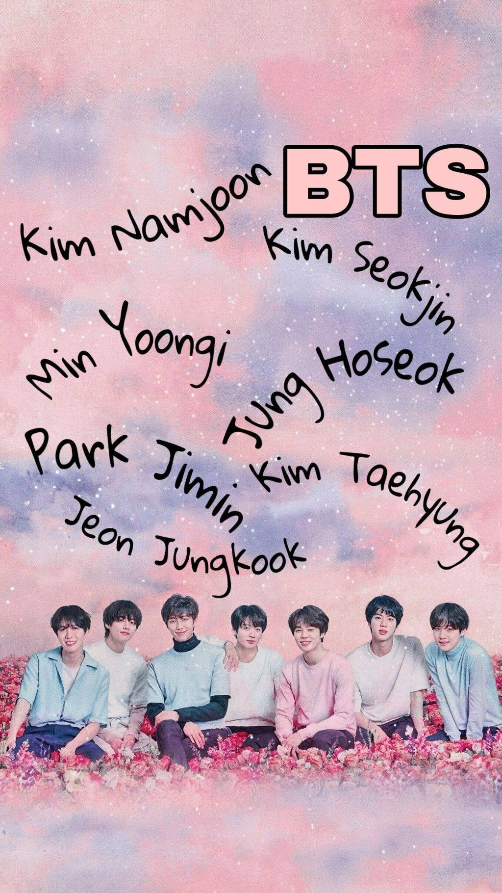 BTS, pastel shirts, pink flowers, HD Phone Wallpaper