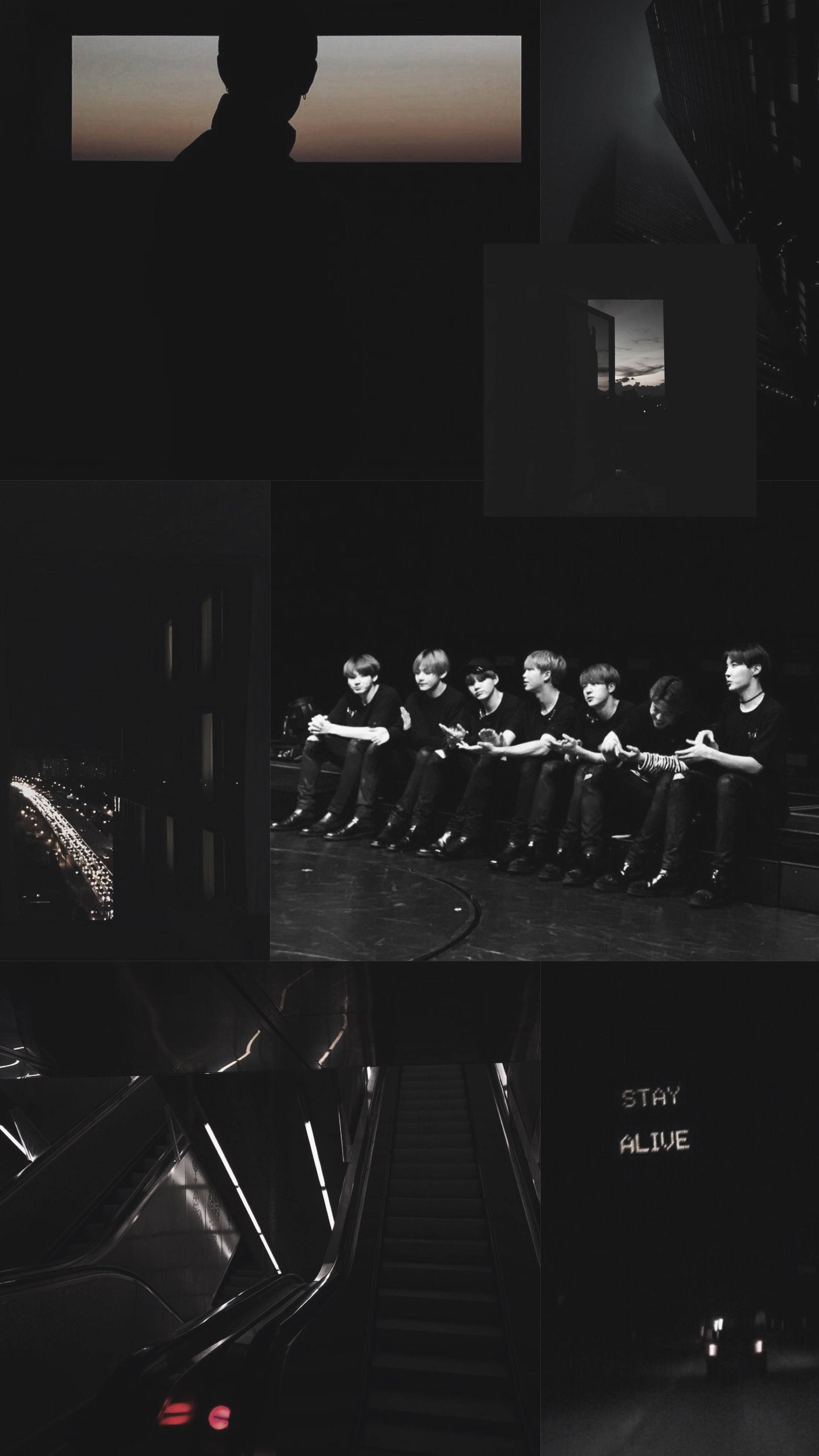 Aesthetic Bts, black and white collage, group of men, 4K Phone Wallpaper