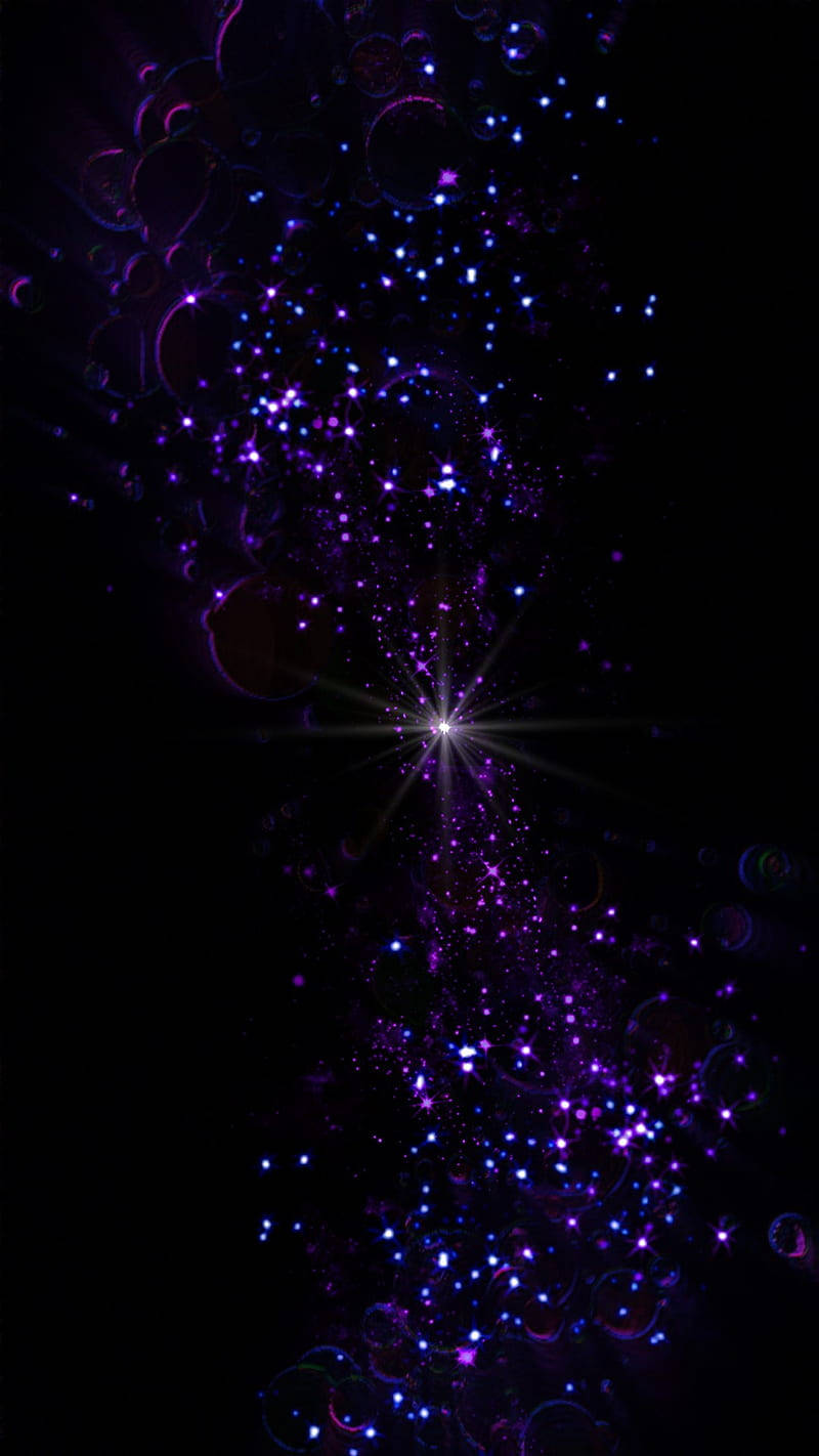 glowing black and purple aesthetic bubbles, radiant purple and blue starburst, dark space, HD Phone Wallpaper