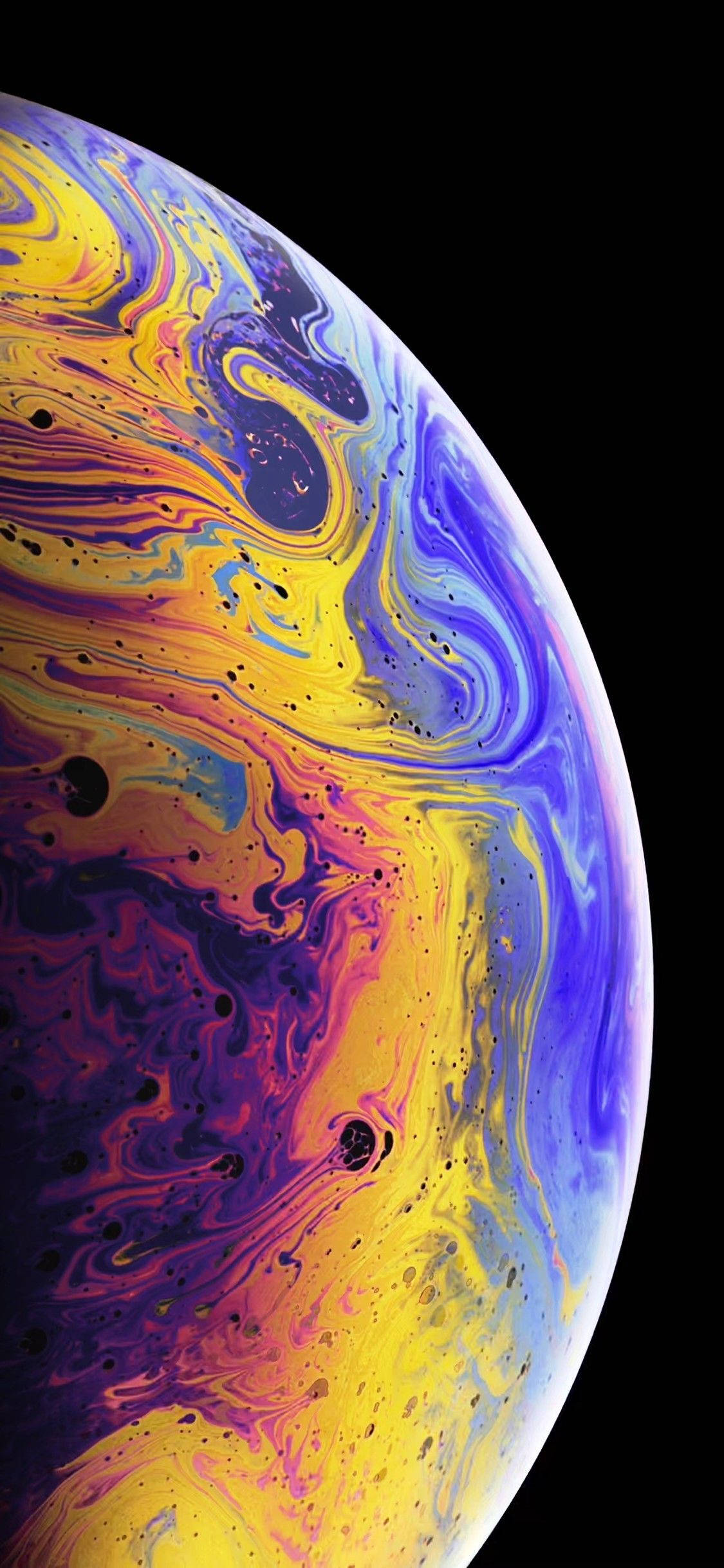 dynamic soap bubble half, vibrant yellow purple and blue nebulae, black void, Full HD Phone Wallpaper