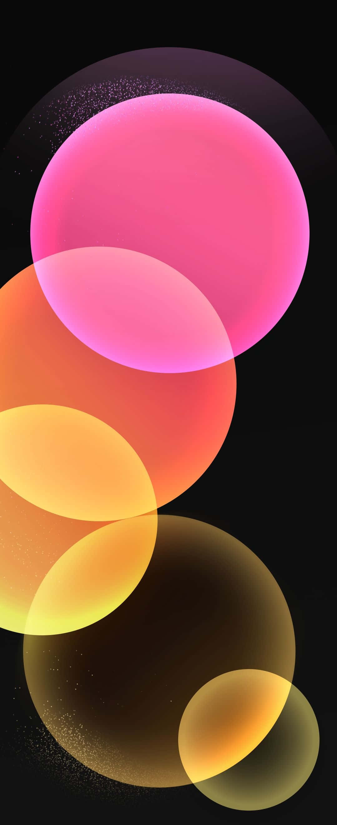 abstract colorful bubbles, pink orange and yellow, dark background, 2K Phone Wallpaper