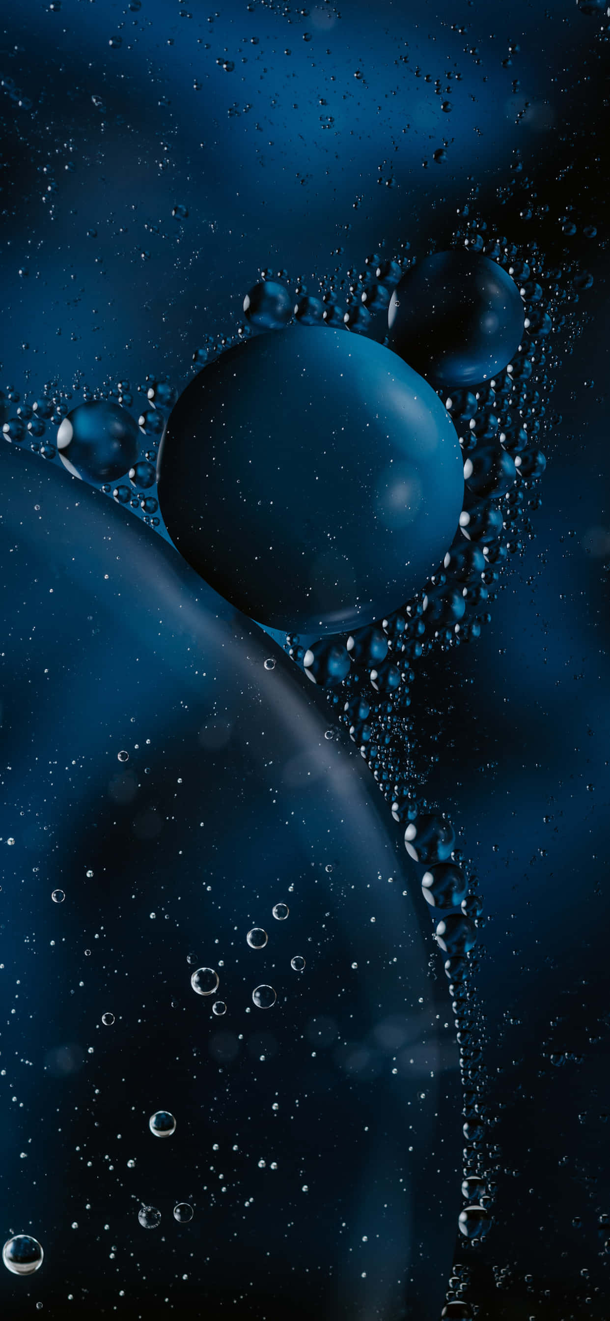 midnight blue, glossy, deep blue oil droplets, 2K Phone Wallpaper