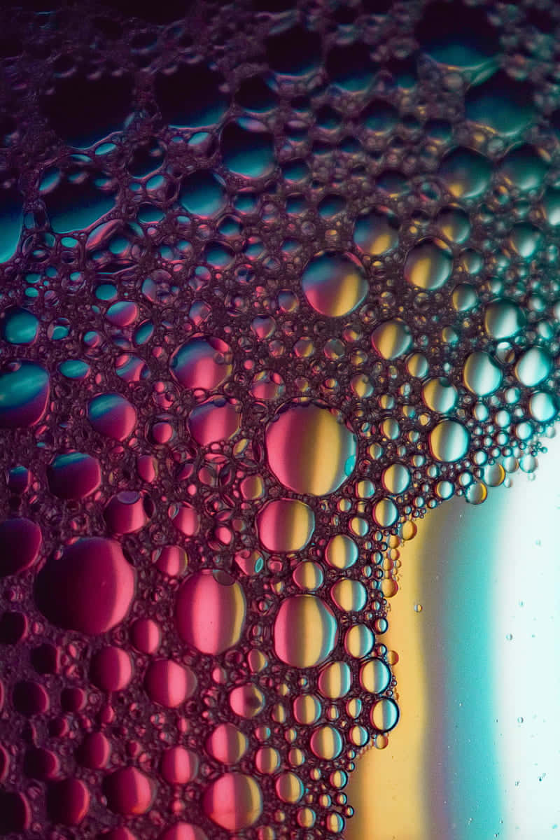 colorful soap bubbles, iridescent oil bubbles, magenta teal, SD Phone Wallpaper
