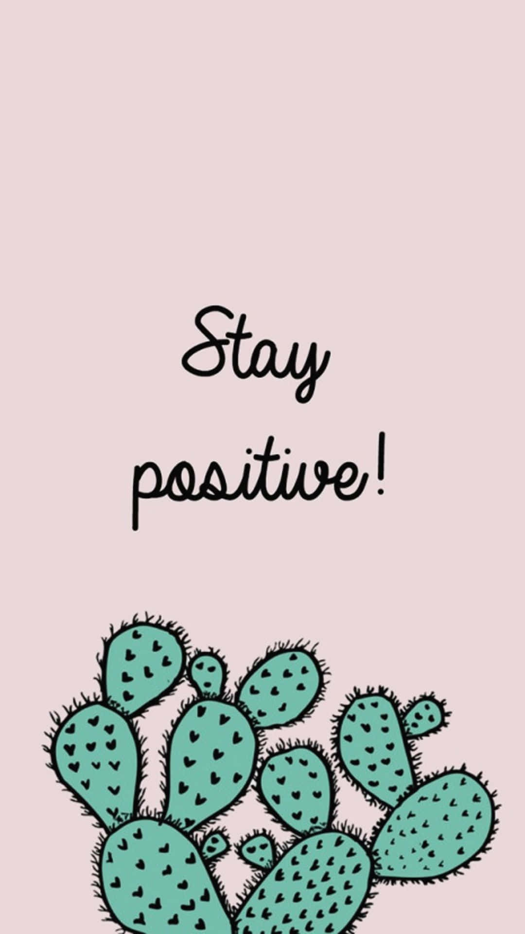 Aesthetic Cactus, heart patterns, soft pink background, Full HD Phone Wallpaper