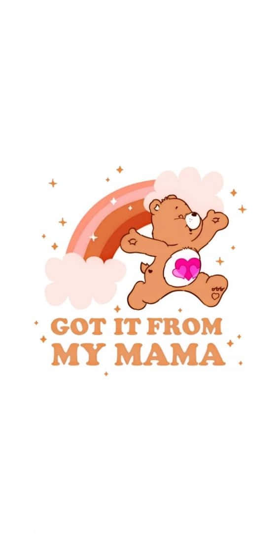 Aesthetic Care Bear, pink heart emblem, pastel rainbow, SD Phone Wallpaper