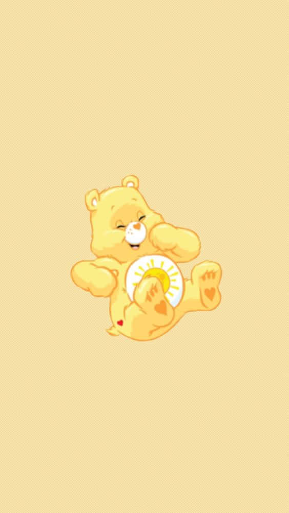 Aesthetic Care Bear, yellow cartoon bear, closed eyes, SD Phone Wallpaper