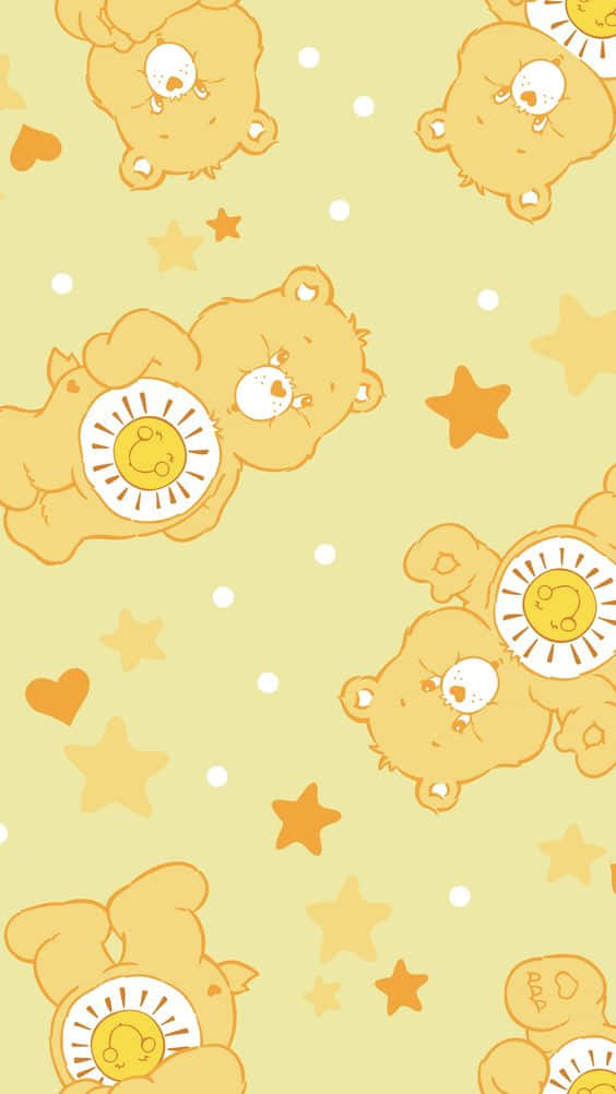 Care Bear, yellow bears, smiling suns, SD Phone Wallpaper