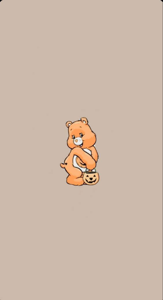 Aesthetic Care Bear, orange, cartoon bear, SD Phone Wallpaper