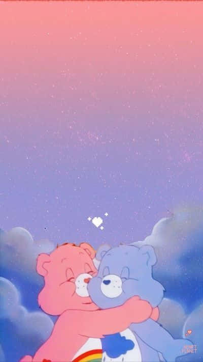 Care Bear, pastel sky, stars, SD Phone Wallpaper