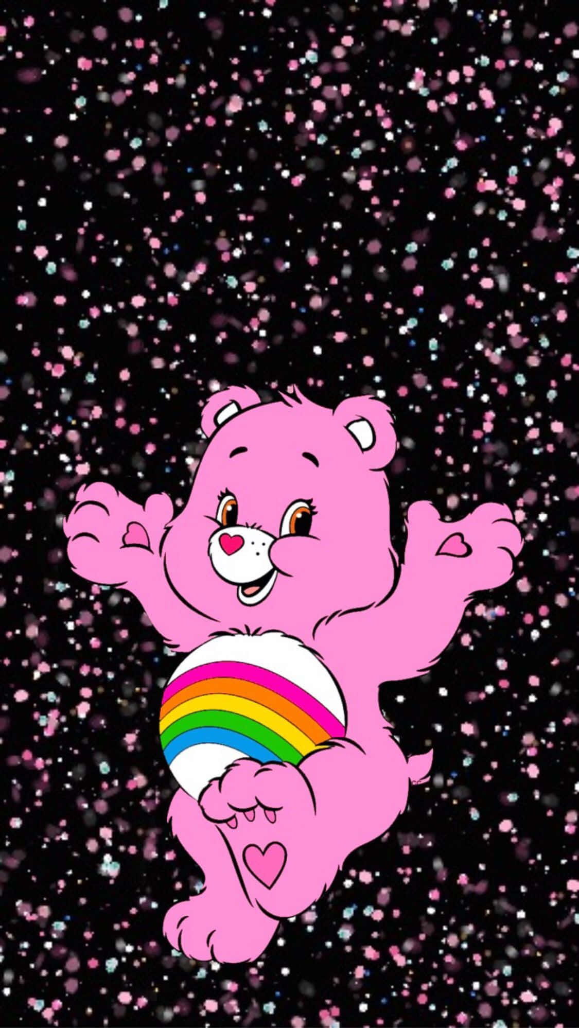 Aesthetic Care Bear, pink, rainbow belly, Full HD Phone Wallpaper