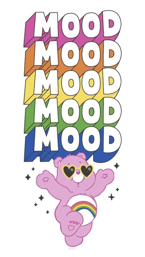 Aesthetic Care Bear, pink cartoon bear, heart-shaped sunglasses, SD Phone Wallpaper