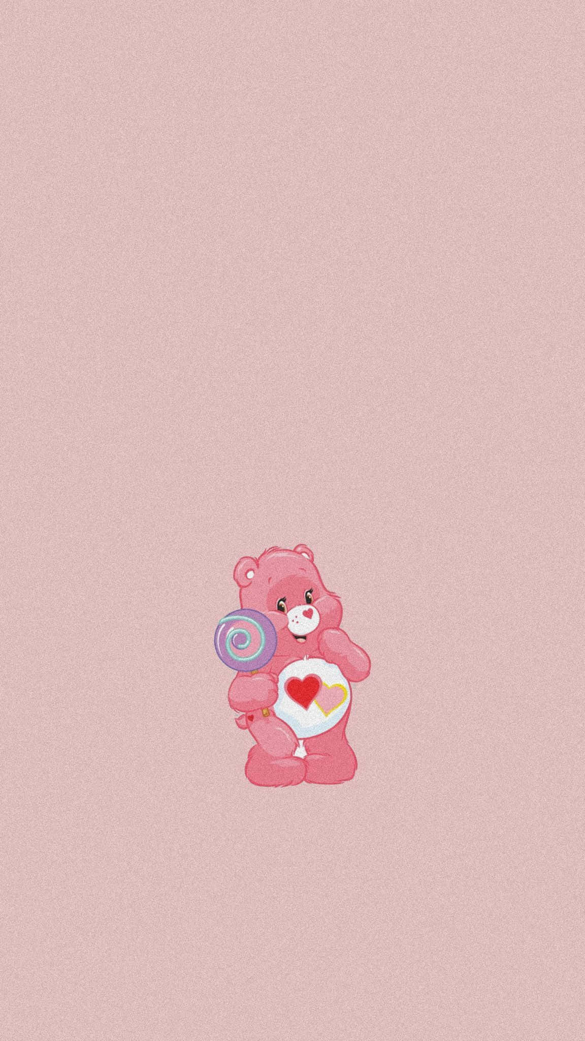 Aesthetic Care Bear, pink Care Bear, lollipop, Full HD Phone Wallpaper