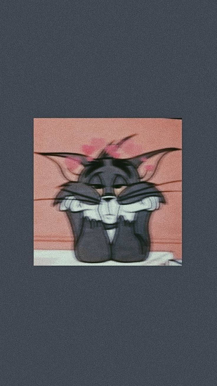 Aesthetic Cartoon, bored Tom Cat, big ears, HD Phone Wallpaper