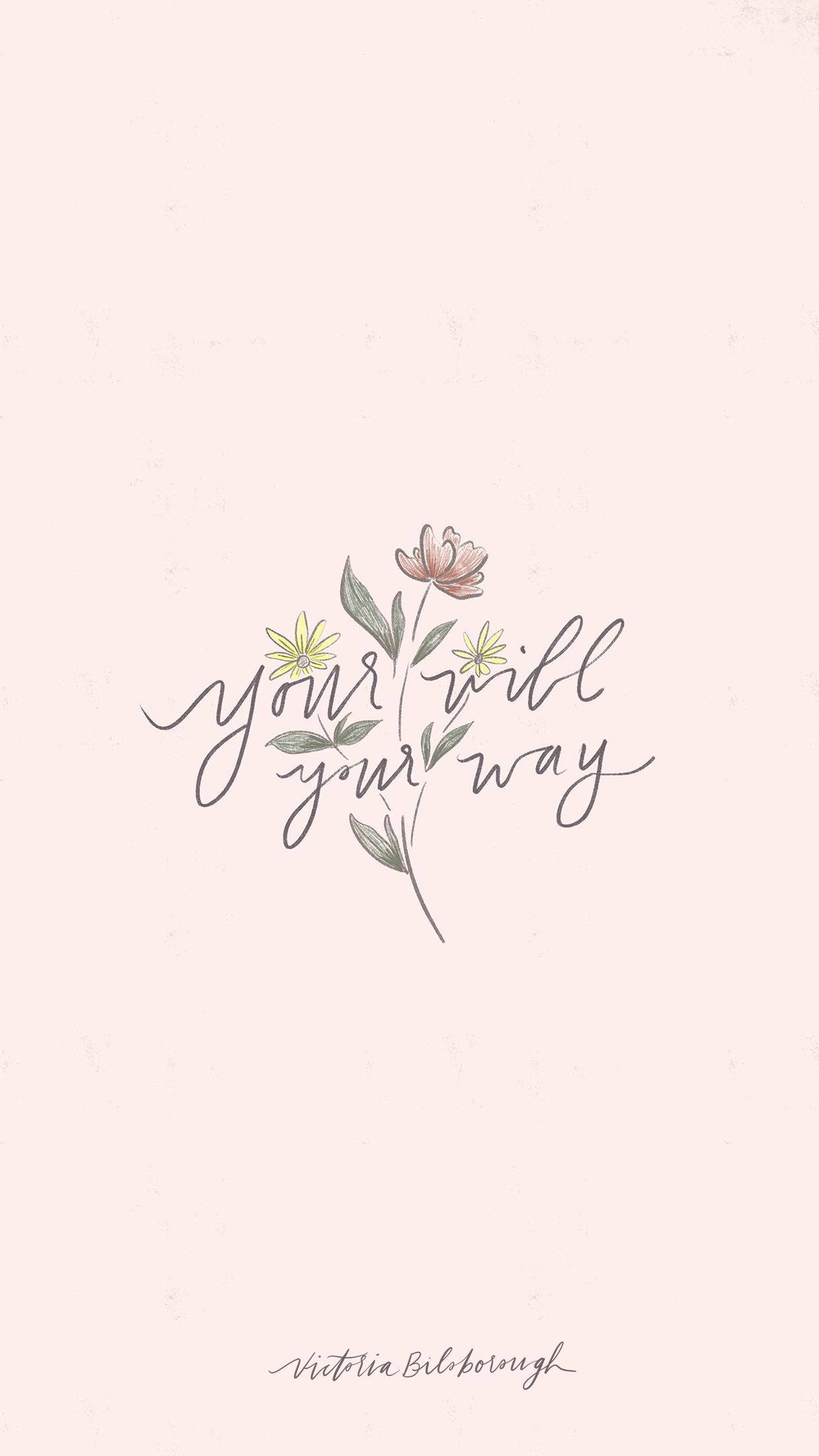 Aesthetic Christian, hand-lettered phrase, soft watercolor flowers, Full HD Phone Wallpaper