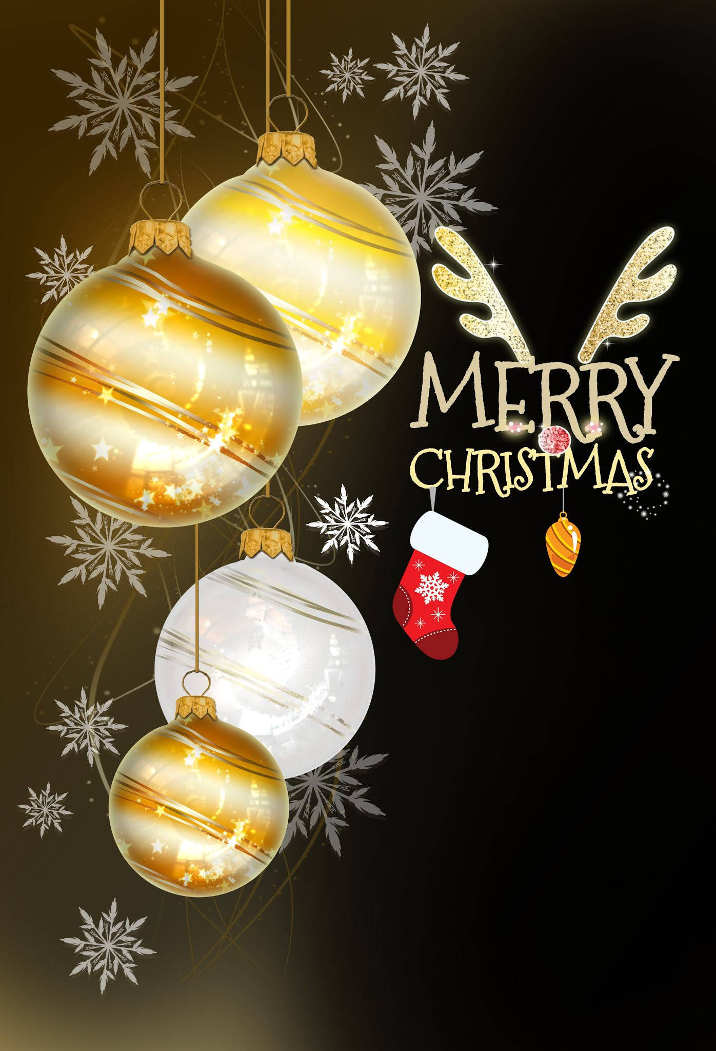 Aesthetic Christmas iPhone, gold balls, starbursts, Full HD Phone Wallpaper