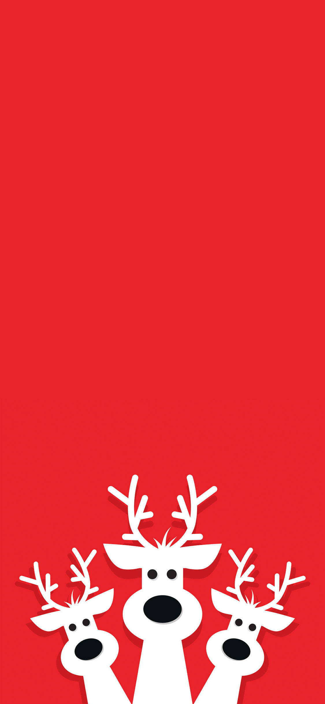 white deer, reindeer, solid red background, Full HD Phone Wallpaper