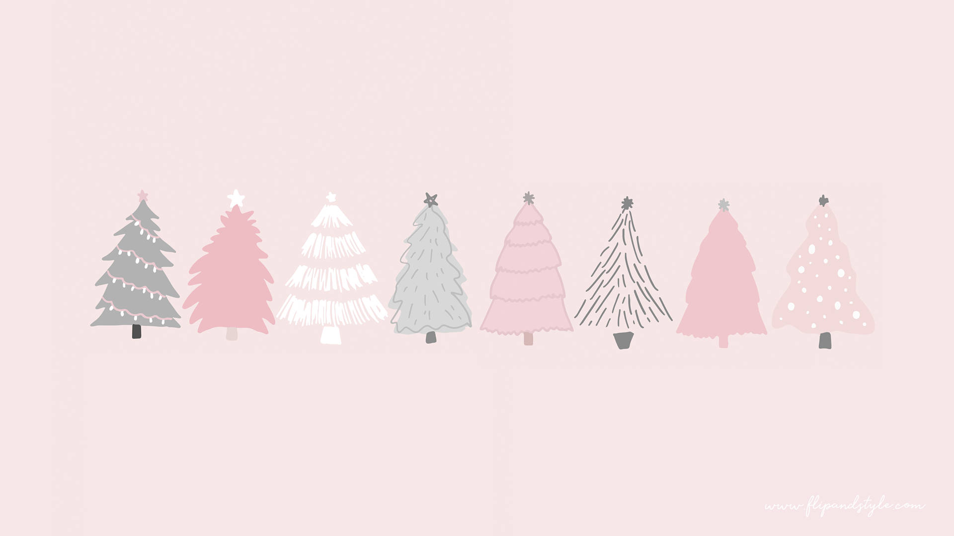 Cute Holiday Christmas Laptop, pastel pink, gray, Full HD Desktop Wallpaper