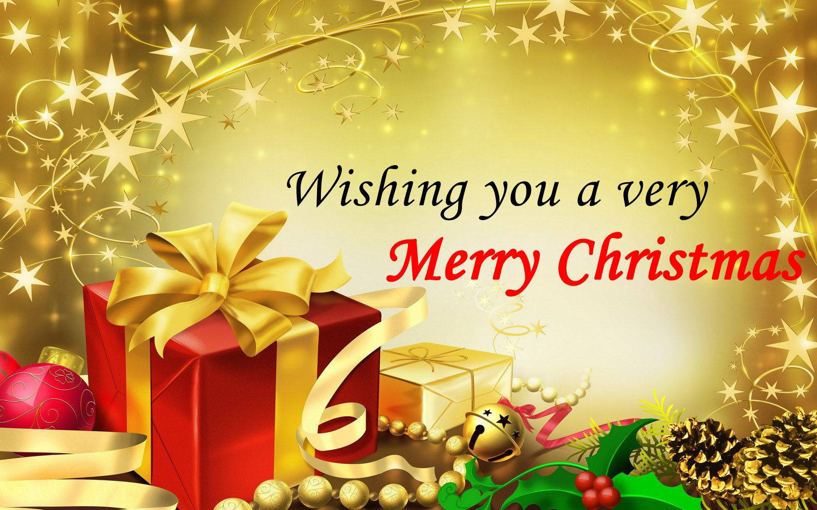 Australian Christmas Greeting Poster, golden stars, red and gold gifts, HD Desktop Wallpaper