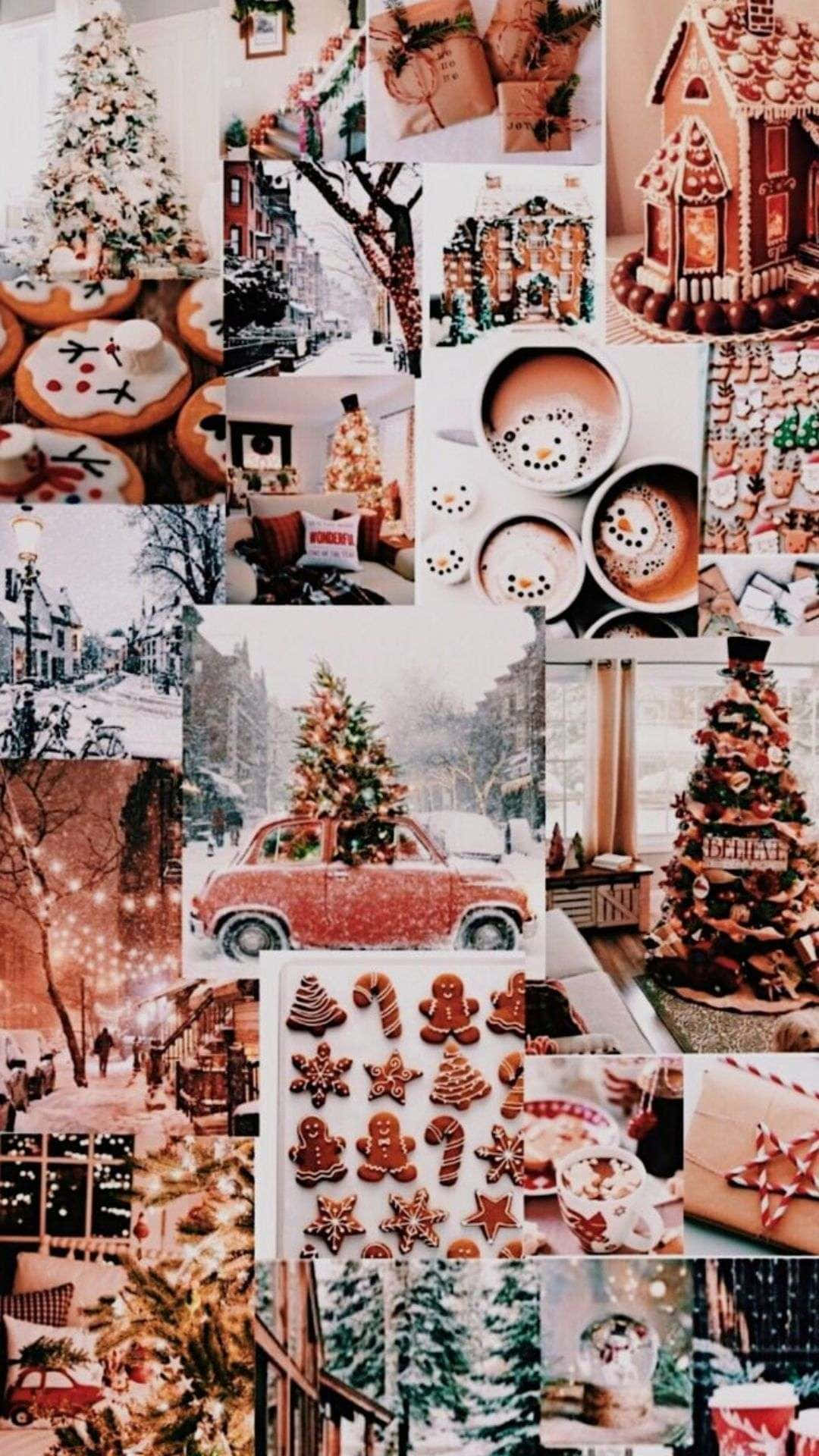 Cozy Aesthetic Christmas Vibes, gingerbread houses, cookies, Full HD Phone Wallpaper
