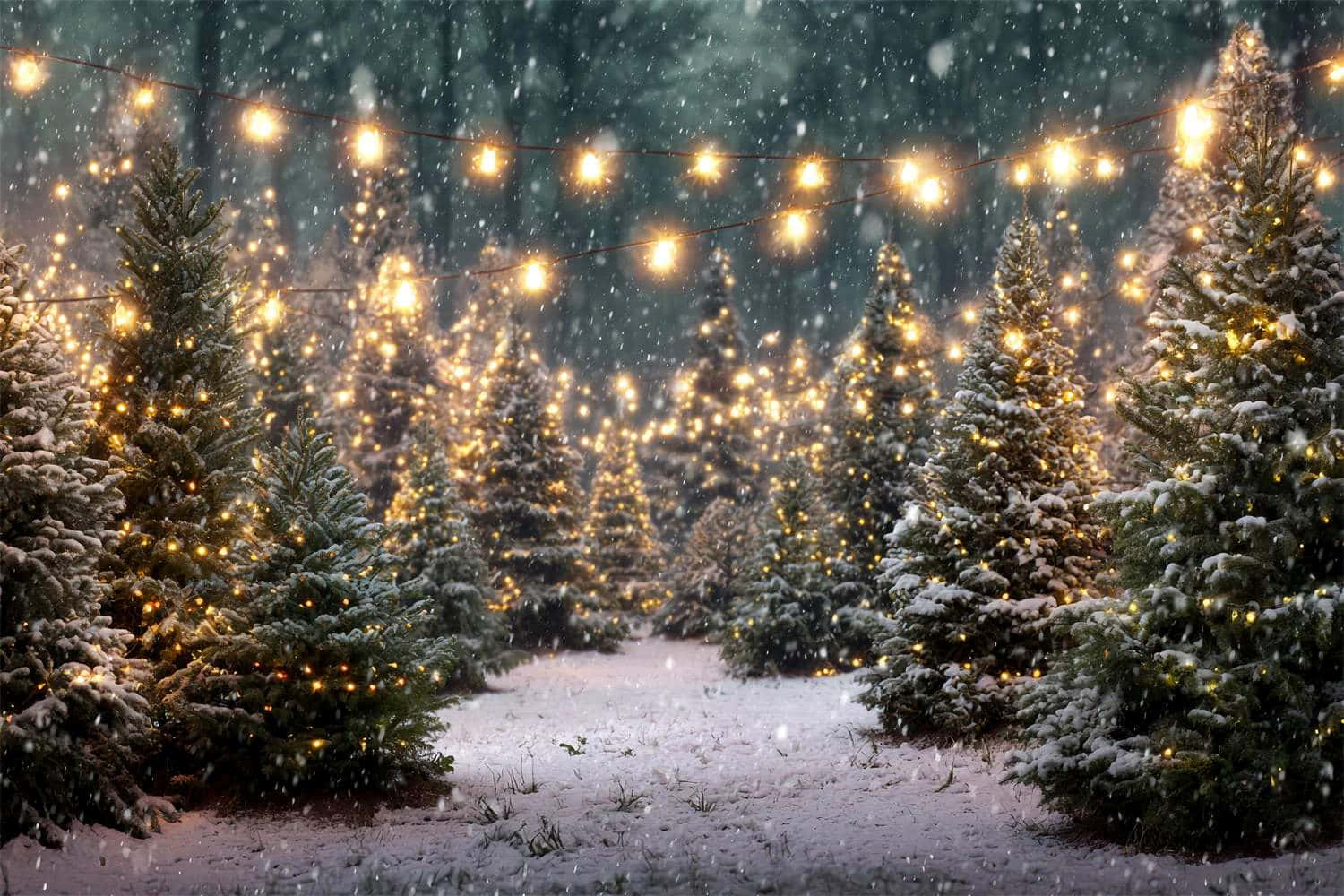 cozy christmas tree forest, evergreen trees, snow, HD Desktop Wallpaper