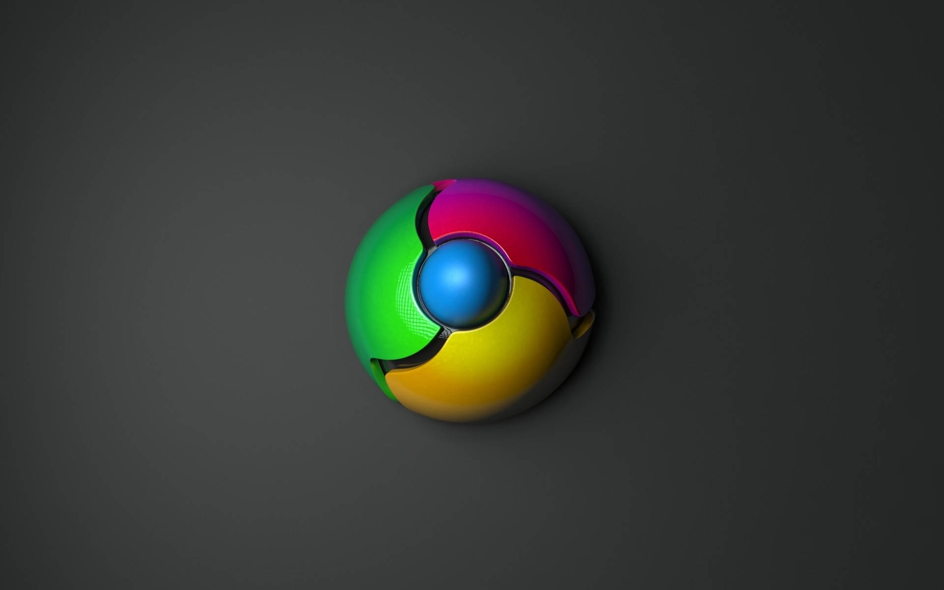 chrome logo, glossy chrome, vibrant green, Full HD Desktop Wallpaper