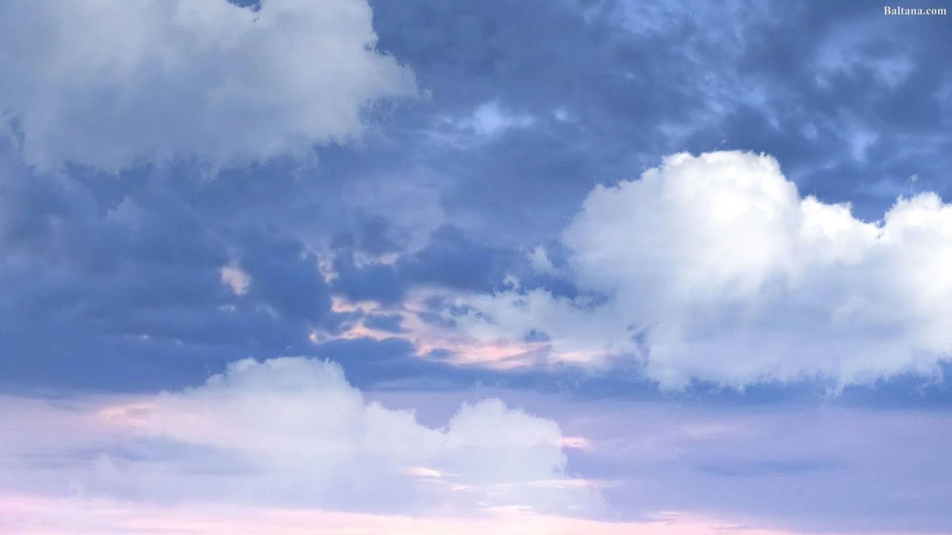 vast sky, soft pink and blue hues, clouds drift across the horizon, Full HD Desktop Wallpaper
