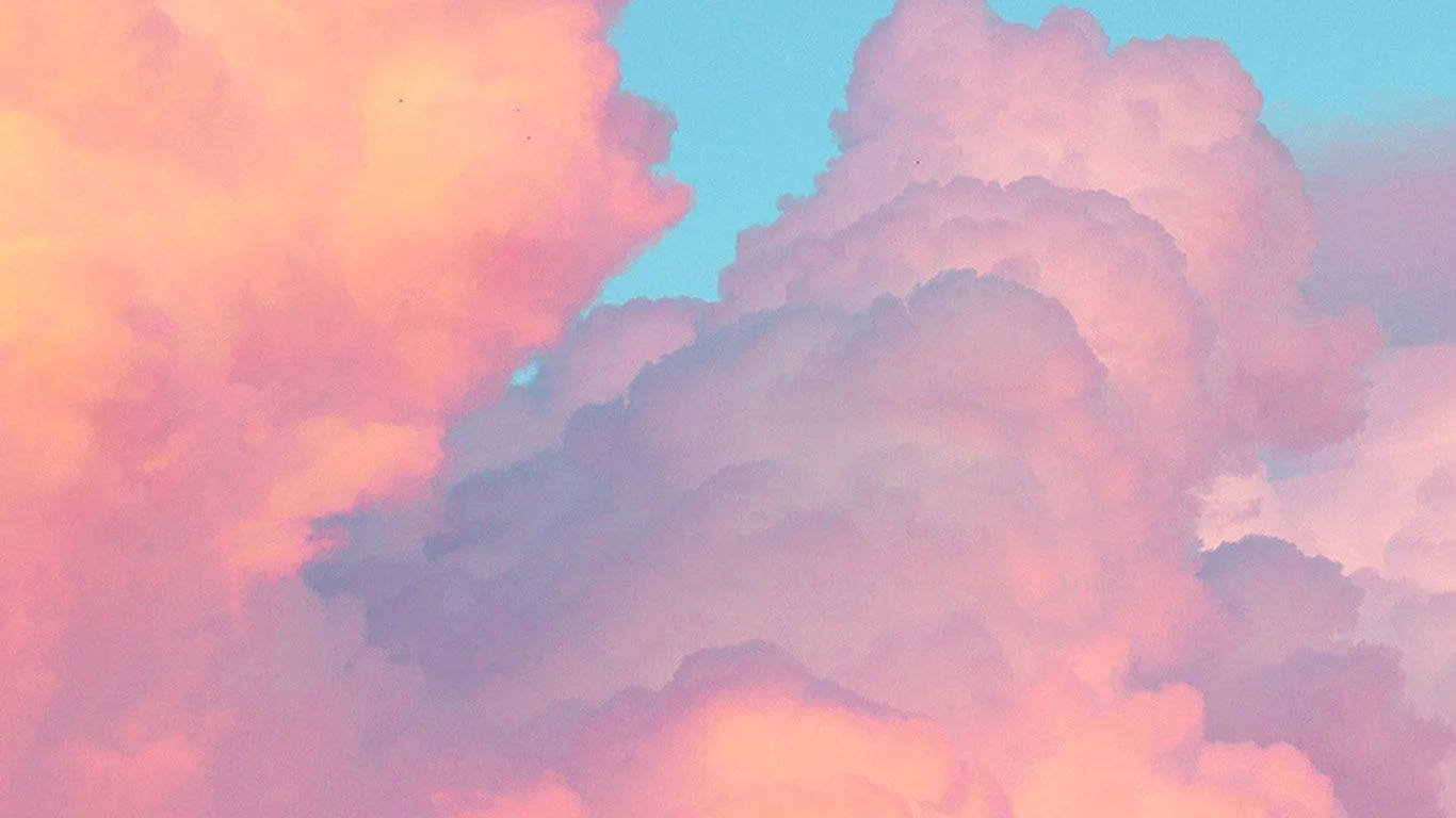 fluffy pink aesthetic cloud desktop, pastel clouds, pink orange and lavender, HD Desktop Wallpaper