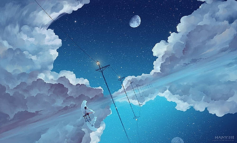 Polar Bear Aesthetic Cloud Desktop, clouds, starry night sky, SD Desktop Wallpaper