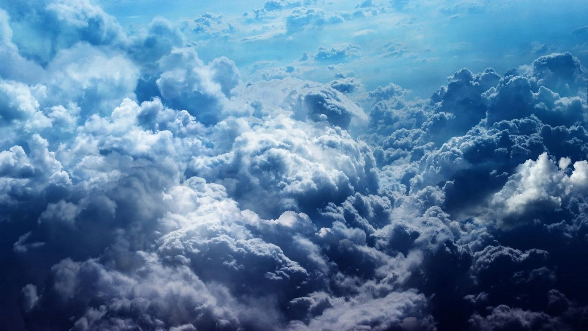 blue aesthetic cloud desktop, fluffy clouds, shades of blue and white, Full HD Desktop Wallpaper