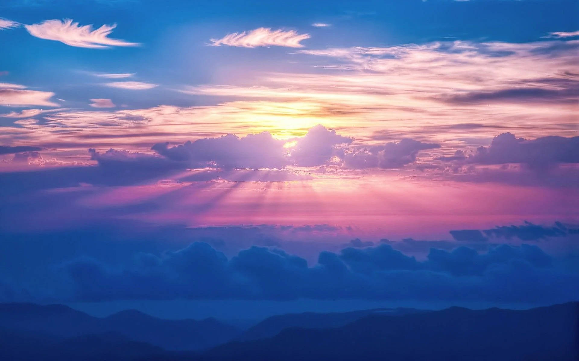pastel sky, pink and blue sky, sunrise, Full HD Desktop Wallpaper