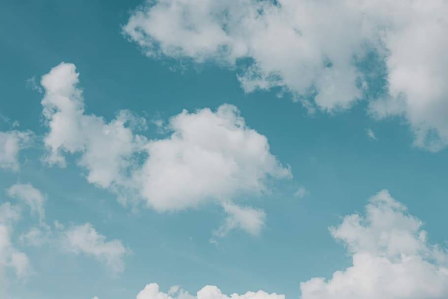 light blue sky, teal blue sky, soft white clouds, SD Desktop Wallpaper