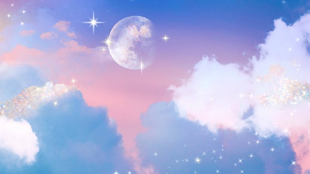 Sparkling Stars, aesthetic cloud desktop, pastel sky, SD Desktop Wallpaper