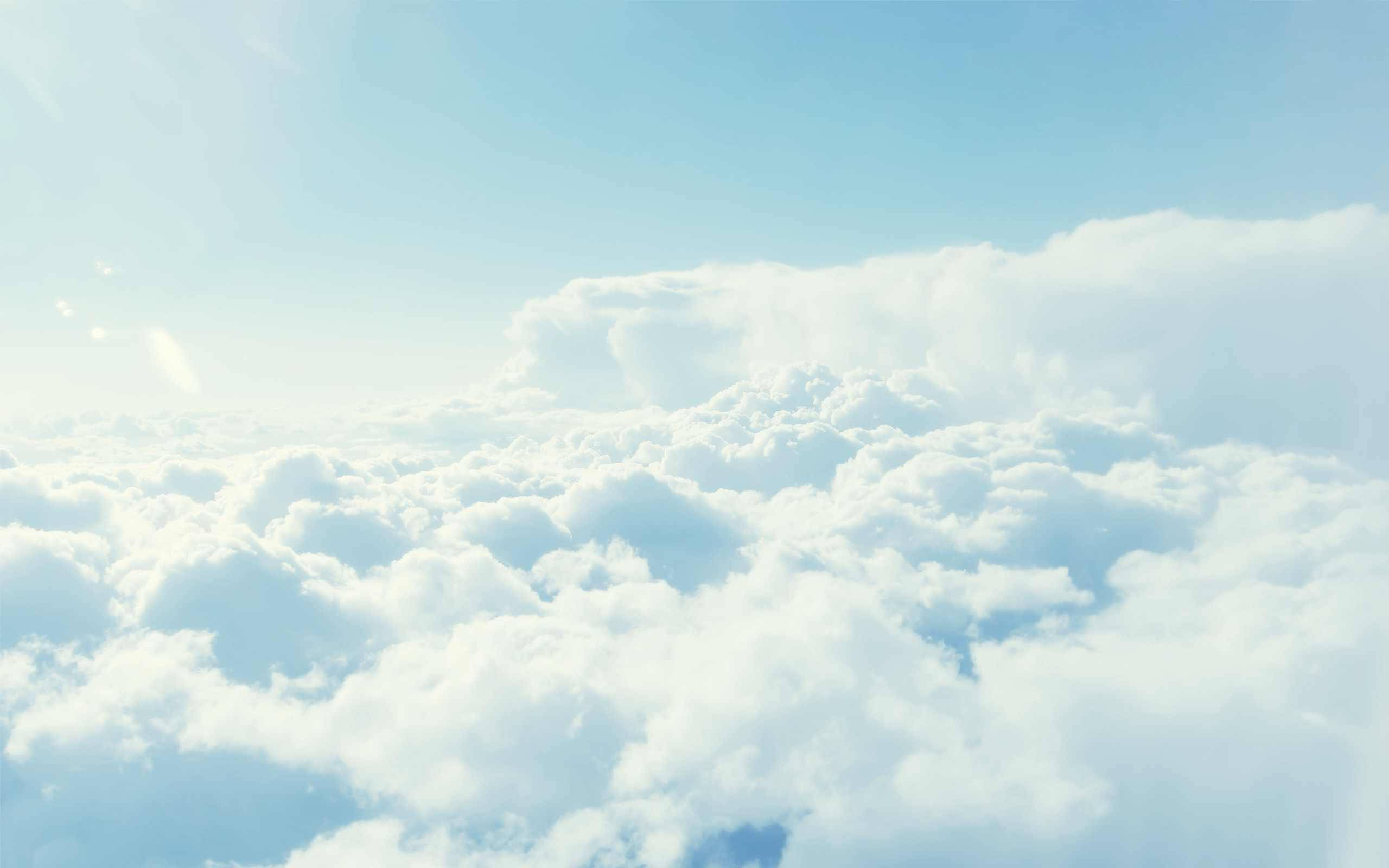 Aesthetic Cloud, fluffy white clouds, clear blue sky, 2K Desktop Wallpaper