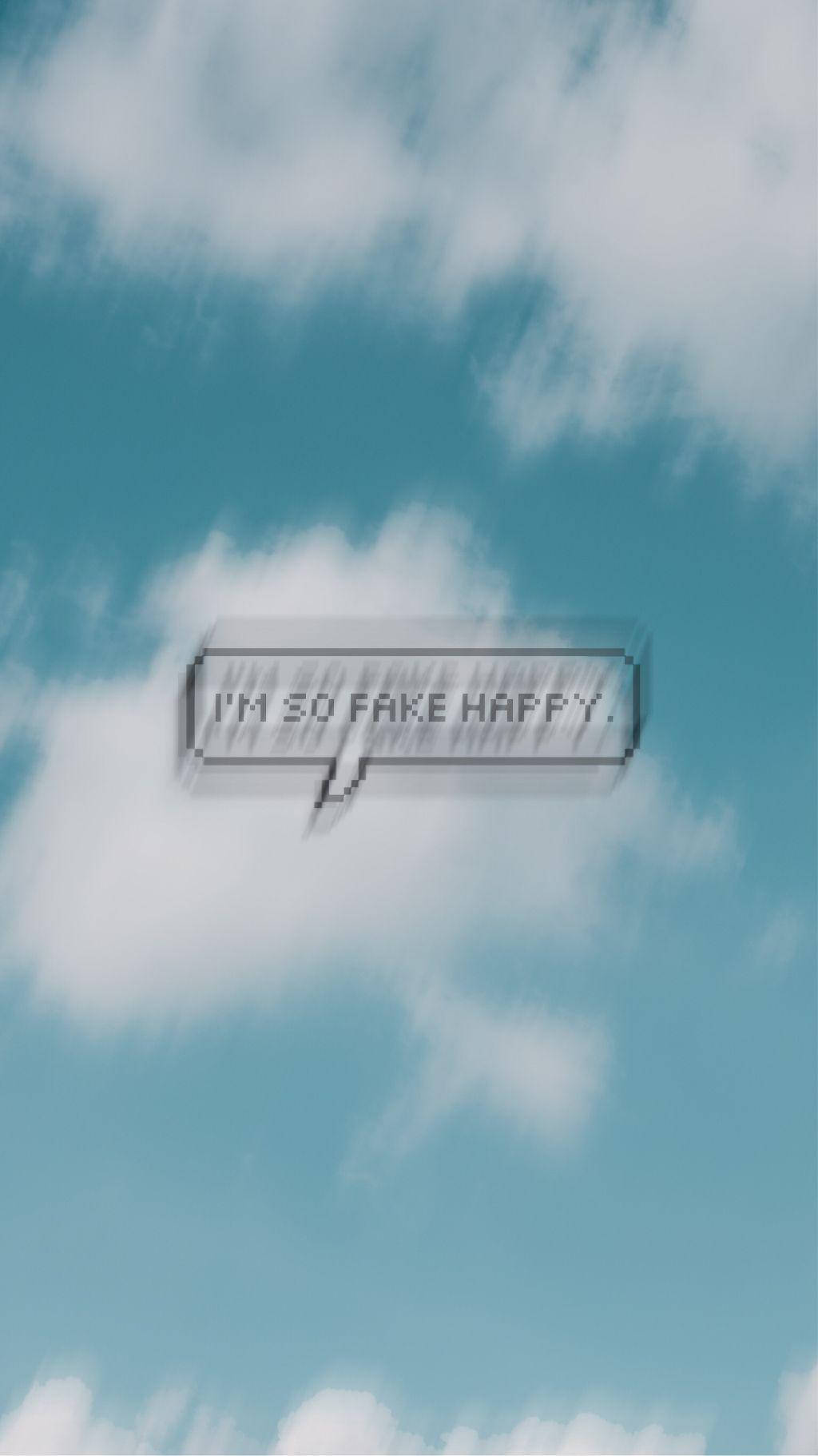 aesthetic cloud, pixelated speech bubble, I'M SO FAKE HAPPY, HD Phone Wallpaper